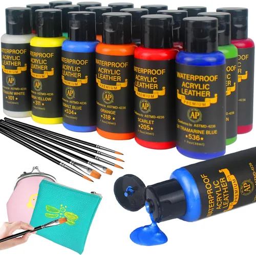 Colorful Juego de pintura acrílica para cuero, 18 colores para zapatos, accesorios de cuero, kit de pintura de zapatos de primera calidad para