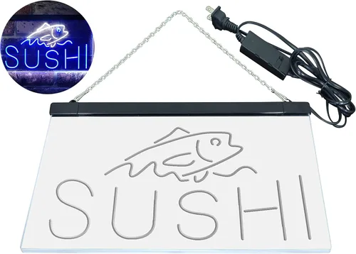 Miniatura 34 de ADVPRO Sushi Fish Sashimi Restaurant - Letrero de neón LED de doble color, azul y rojo, 12 x 8.5 pulgadas, st6s32-i3334-br