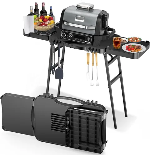 Miniatura 9 de Mesa de Parrilla Plegable para Interior Portátil Compatible con Parrilla de Madera al Aire Libre Ninja (Serie OG701 OG850 OG951), Espacio Grande