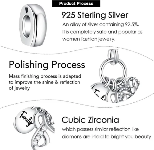 Miniatura 5 de VALGACLS Dijes de plata de ley 925 con forma de corazón para pulseras y collares, día de San Valentín, día de la madre, joyería para mujer