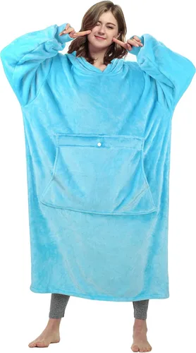 Miniatura 16 de Catalonia - Sudadera gigante tipo manta con capucha, sudadera con forro polar y bolsillo frontal grande, para adultos, hombres, mujeres