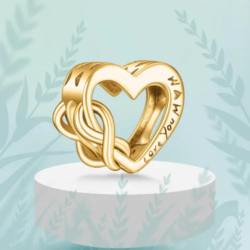 Miniatura 83 de Dijes de plata de ley 925 con diseño de oso dorado para mujer, pulseras y collares, regalos para familiares y amigos, 3 piezas/paquete