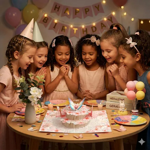 Miniatura 5 de Tarjeta de cumpleaños desplegable 3D – Elegante tarjeta de felicitación emergente de pastel floral de mariposa rosa para mujeres, mamá, esposa