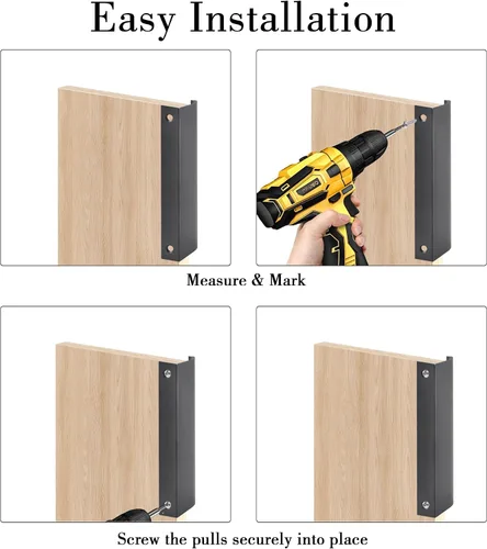 Miniatura 4 de JOOJA Juego de 10 tiradores con borde de dedo de estilo moderno para muebles y cajones, tiradores ocultos para gabinetes y cocina, perillas, negro