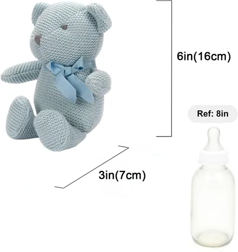 Miniatura 2 de FLUFFYFUN Oso de peluche azul 100% algodón orgánico de 6.5 pulgadas, animales de peluche para recién nacido Oso Azul