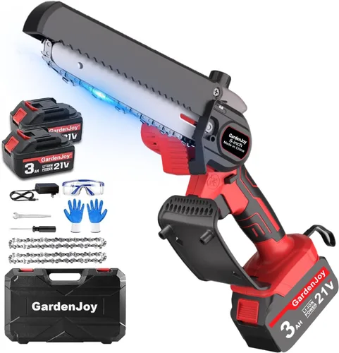 Mini motosierra inalámbrica, portátil de 6 pulgadas, pequeña motosierra eléctrica de mano, inalámbrica, funciona con pilas para el hogar, jardín,