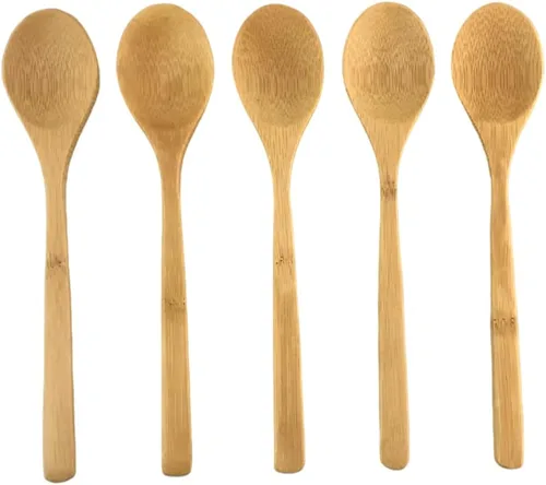 Miniatura 7 de JapanBargain, Juego de cucharas de bambú de 10 piezas, cucharas de madera reutilizables de 8 pulgadas para niños, aperitivo, postre, helado, yogur