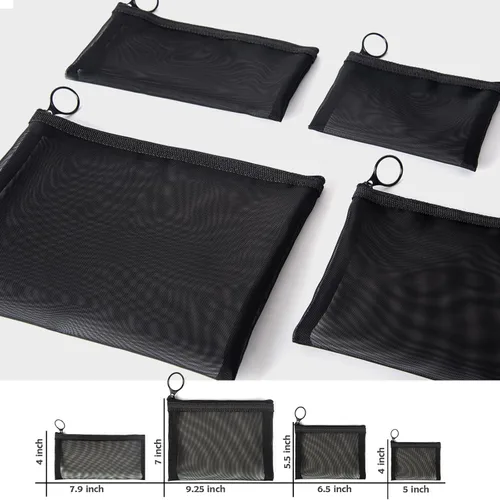 Miniatura 4 de Patu - Bolsas de malla con cierre, organizador de accesorios de maquillaje, para bolsa de almacenamiento para artículos de tocador, Negro