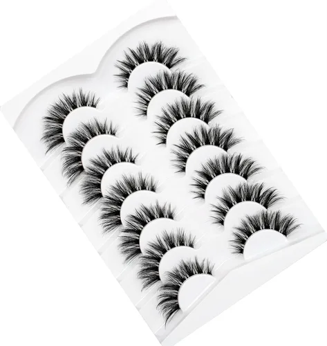 Miniatura 104 de Pooplunch - Pestañas postizas finas de visón sintético, estilo ojo de gato, naturales, cruzadas, tipo racimo, efecto 8D de volumen, tiras