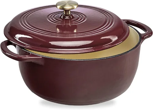Miniatura 12 de Best Choice Products - Horno holandés redondo de hierro fundido esmaltado de 6 cuartos de galón, utensilios de cocina pretratados de alta