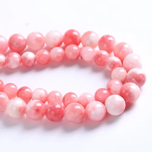 Miniatura 5 de Jiejinyu 46 piezas de cuentas sueltas espaciadoras de jade persa rosa de 8 mm para hacer joyas, pulseras, collares