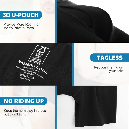Miniatura 3 de BAMBOO COOL Ropa interior transpirable para hombre, paquete múltiple moderno, Comfortsoft que absorbe la humedad, paquete de 6