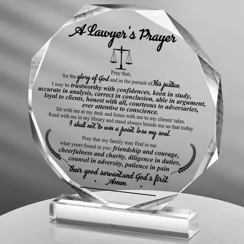 FairySandy Regalos de abogado para hombres y mujeres, placa de decoración de escritorio de oración de abogado, regalos cristianos para abogados,