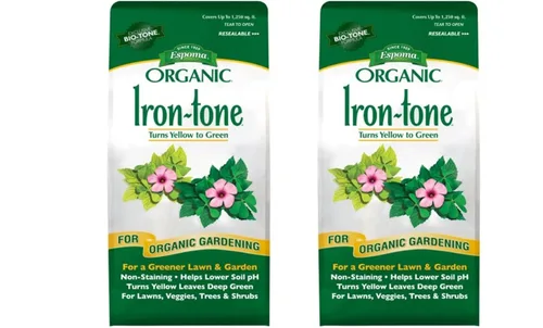 Espoma Fertilizante orgánico de tono hierro 3-0-3 y alimento vegetal orgánico para ayudar a corregir la deficiencia de hierro (clorosis). Bolsa de 5