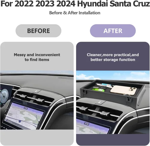Miniatura 2 de LUWU Organizador de consola central para tablero de instrumentos Hyundai Santa Cruz 2022-2024, caja de almacenamiento para reposabrazos de Santa