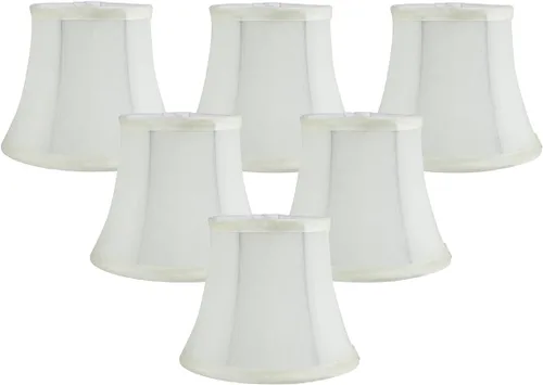 Miniatura 12 de Juego de 2 pantallas de lámpara de araña de seda sintética negra – forma de campana de respaldo suave, ajuste de clip para bombillas de candelabro