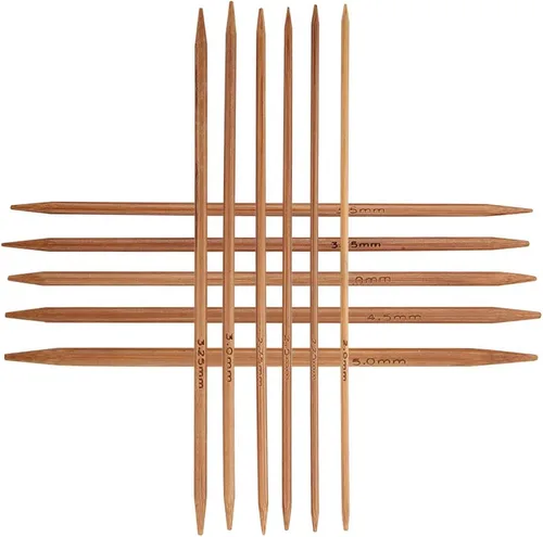 Miniatura 2 de Juego de agujas de tejer de bambú, 11 tamaños, 55 agujas de tejer de doble punta, agujas largas de madera para suéteres, calcetines, chal y bufanda