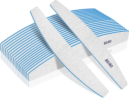 Miniatura 14 de BLESWIN Lima de uñas de grano 100/100, 25 piezas profesional de doble cara, herramienta gruesa reutilizable y lavable para uñas acrílicas y de gel