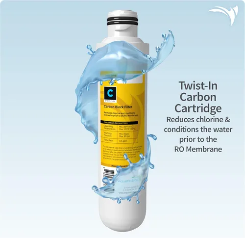 Miniatura 3 de Aquatic Life Paquete de cartuchos de repuesto de filtro de agua de ósmosis inversa Twist-In para acuario, incluye membrana de 75 GPD, sedimentos