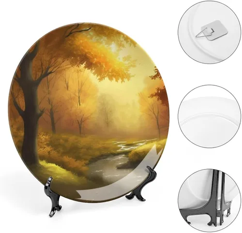 Miniatura 4 de Platos decorativos de otoño, otoño en el campo, placa de exhibición de pintura para el hogar, pared, oficina, cocina, decoración de mesa, platos