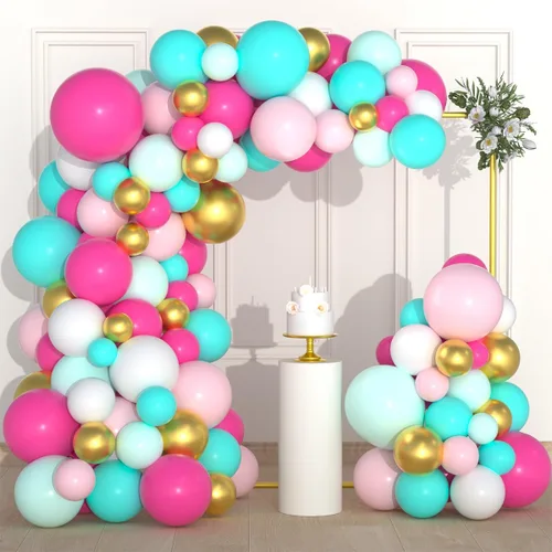 Miniatura 19 de Guirnalda de arco de globos azul real, negro, plateado y blanco, globos de confeti plateado metálico azul, negro, blanco, globo de videojuegos