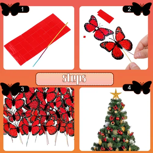 Miniatura 5 de Decoración de mariposa monarca de 4 tamaños, decoración de pared de Halloween, calcomanía magnética 3D de mariposa monarca para manualidades, hogar