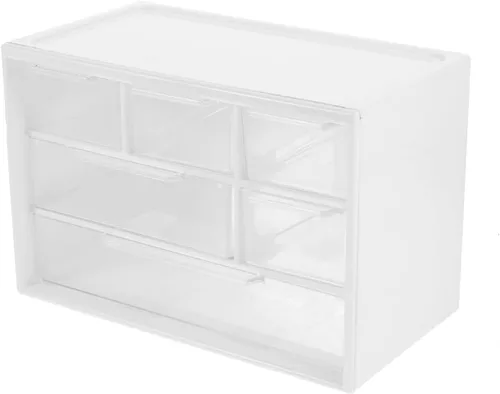 Miniatura 10 de Organizador de cajones pequeños para escritorio, 7.1 x 3.8 x 4.6 pulgadas, mini organizador de cajones de escritorio con 9 cajones transparentes