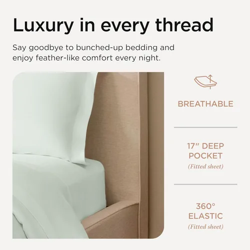 Miniatura 5 de Threadmill Sábanas California King, sábanas de algodón Supima americano certificado, 1000 hilos, calidad hotelera, juego de sábanas de lujo de 4