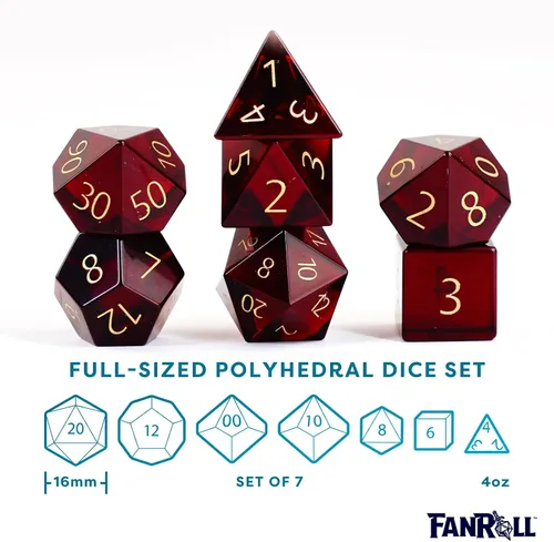 Miniatura 2 de FanRoll - Juego de dados DND de 0.630 in con piedra natal de polietileno: Granate de enero grabado, dados de juego de rol para Calabozos y Dragones