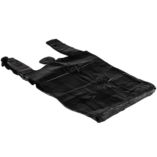 Bolsa de plástico para llevar, bolsa de camiseta lisa negra de 11.5 x 6.5 x 21.5 pulgadas (negro, 100 bolsas/paquetes)