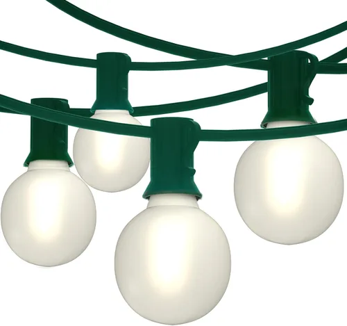 Miniatura 11 de Guirnalda de luces LED G40 para exteriores de 25 pies, luces de Navidad con forma de globo esmerilado con 27 (2 de repuesto) bombillas redondas