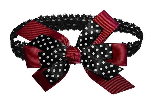 Miniatura 23 de WEBB DIRECT2U WD2U - Diadema elástica con lazo de grogrén de puntos negros para niñas (verde manzana)