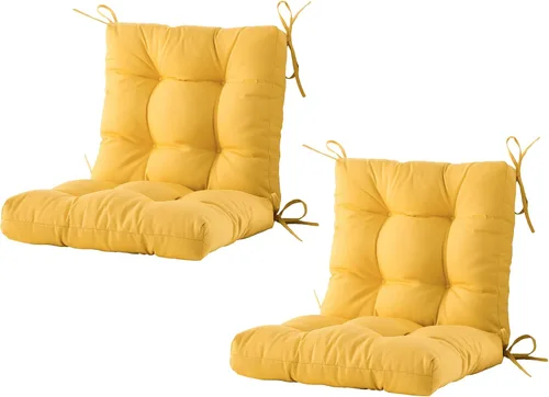 Miniatura 7 de BLISSWALK Cojines para sillas de exteriores, cojín grueso de mimbre con respaldo bajo y lazos para muebles de patio, 40 pulgadas de largo x 20 Beige