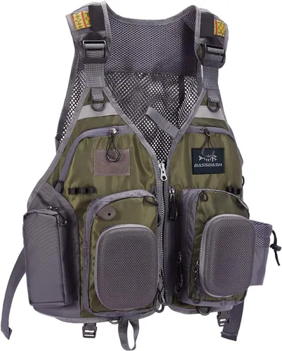 Miniatura 14 de Bassdash - Chaleco de pesca con mosca de múltiples bolsillos, tamaño ajustable, regalo para hombres y mujeres Marrón