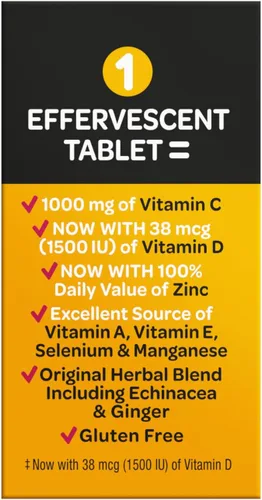 Miniatura 10 de Vitamina C 1000 mg (por porción), tabletas efervescentes Airborne Very Berry (36 unidades en una caja), suplemento de apoyo inmunológico sin gluten