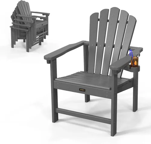 Miniatura 12 de VINGLI Silla Adirondack plegable de plástico con soporte para tazas, material HDPE 100% reciclable, cómoda capacidad de peso de 380 libras