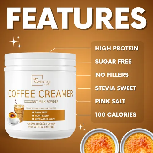 Miniatura 9 de Crema de café en polvo sin lácteos, crema en polvo sin azúcar para café caliente o helado, crema keto para mujeres y hombres, crema de coco baja