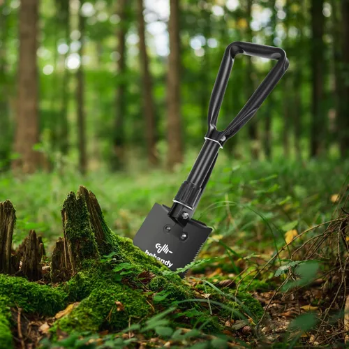 Miniatura 7 de Pala plegable de 18.5 pulgadas, pala plegable para nieve de automóvil, pala de campamento y pico, herramienta de entrenamiento militar para Negro