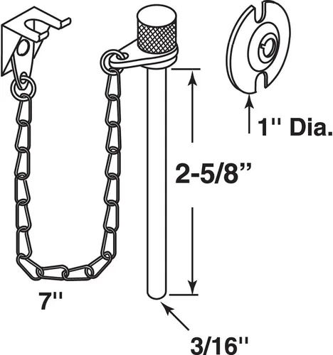 Miniatura 2 de Prime-Line U 9858 - Pasador de puerta corrediza de patio, 3/16 pulgadas x 2-5/8 pulgadas, pasador de acero y anillo de retención, acabado cromado