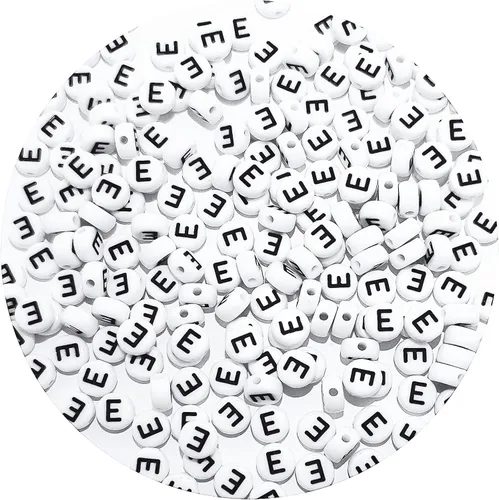 Miniatura 39 de Cuentas cuadradas de letras acrílicas de 0.236 x 0.236 pulgadas, cuentas A del alfabeto para pulseras, joyería, llavero DIY, 100