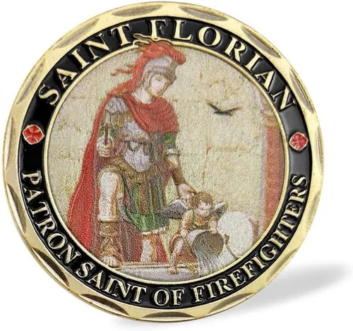 Miniatura 3 de San Florian Patrón de Bomberos con Moneda de Desafío de Oración