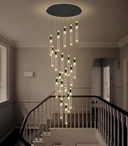 Miniatura 17 de Lámpara de araña moderna de 118 pulgadas con 12 luces para sala de estar, luminaria LED regulable para entrada, luz de techo alto, iluminación