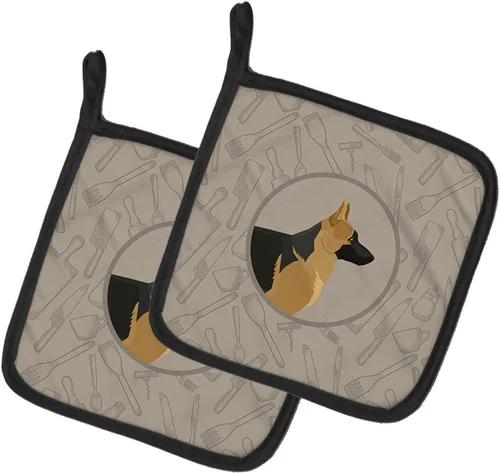 Caroline's Treasures CK2187PTHD - Juego de soportes para ollas de cocina con pastor alemán en la cocina, resistentes al calor, almohadillas