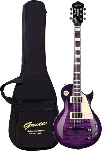 Miniatura 12 de Grote Guitarra eléctrica de cuerpo sólido LPYS-006 con mástil de arce, trastes de acero inoxidable, ideal para todos los niveles, con bolso de Negro