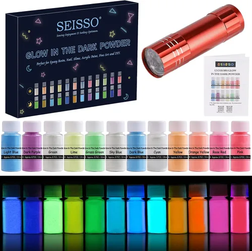 Miniatura 2 de Polvo que brilla en la oscuridad, 12 colores, tinte de resina epoxi, pigmento luminoso en polvo, seguro de larga duración para bellas artes, arte