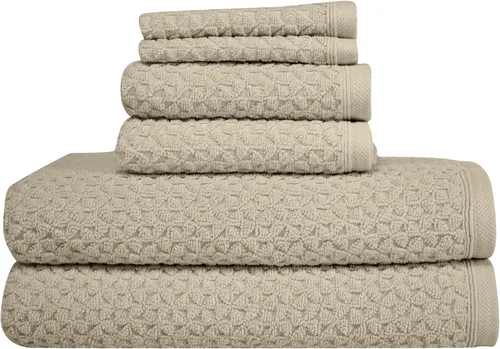 Miniatura 13 de Towels Beyond - Juego de toallas de lujo de 6 piezas, 100% algodón turco, de secado rápido, altamente absorbente y cómodo, incluye 2 toallas de Beige