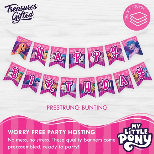 Miniatura 3 de Treasures Gifted Cartel de cumpleaños con licencia oficial de My Little Pony, cartel de feliz cumpleaños, decoraciones de fiesta para paredes