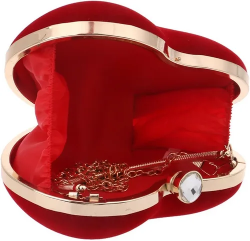 Miniatura 6 de Bolso en forma de corazón para mujer, mini bolso de cadena de embrague, bolso de hombro elegante, bolso de noche