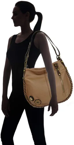 Miniatura 3 de CHALA Bolso de mano con encanto cruzado o hombro convertible grande color marrón