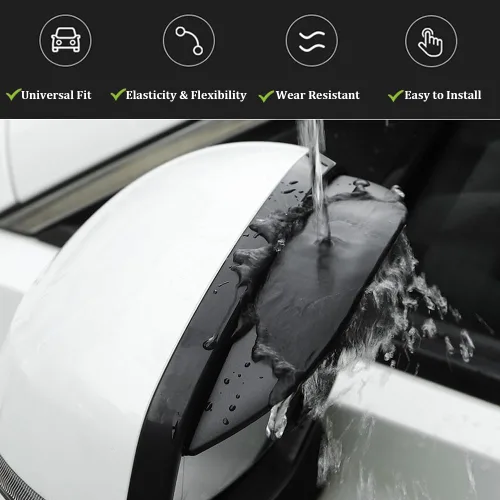 Miniatura 5 de Protector de cejas de lluvia para retrovisor de automóvil, película protectora de lluvia para espejo de automóvil, protector de visera para la Negro